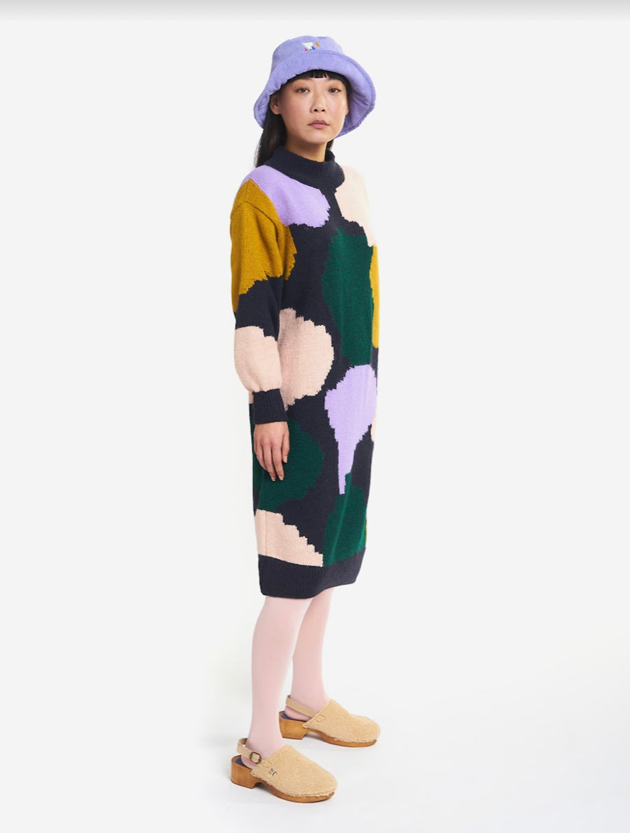 Bobo Choses Multicolour Jacquard Long Sleeve Knitted Dress.